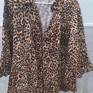 Lane Bryant Plus Size Cheetah Leopard Print Shirt Size 24